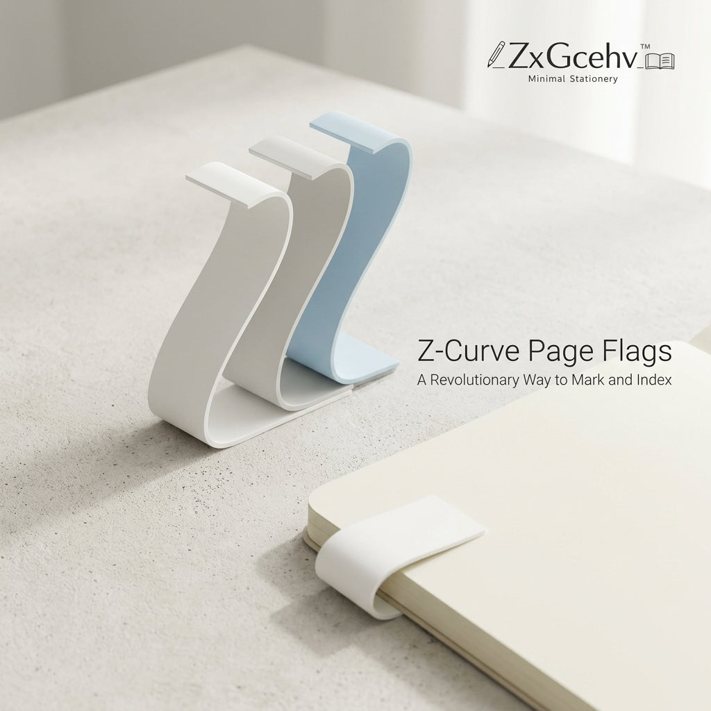 ZxGcehv™ Z-Curve Page Flags - Minimalist Aesthetic Bookmarks & Page Markers, Non-Damaging Index Tabs for Books, Notebooks, Planners & Journals, Modern Desk Accessories & Reading Gifts