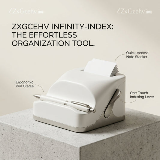 ZxGcehv™ Infinity-Index Desktop Organizer | Premium Memo Card Dispenser & Ergonomic Pen Holder | Aesthetic Office Storage & Modern Stationery Hub for Productivity