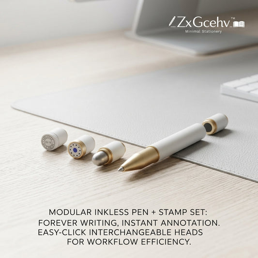 ZxGcehv™ Modular Inkless Pen & Stamp Set | Infinite Writing Tool & Annotation System | Sleek Metal Stationery for Bullet Journaling, Office Workflow, and Daily Planning